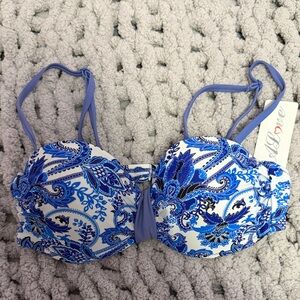 Love Blue and White Bikini Top